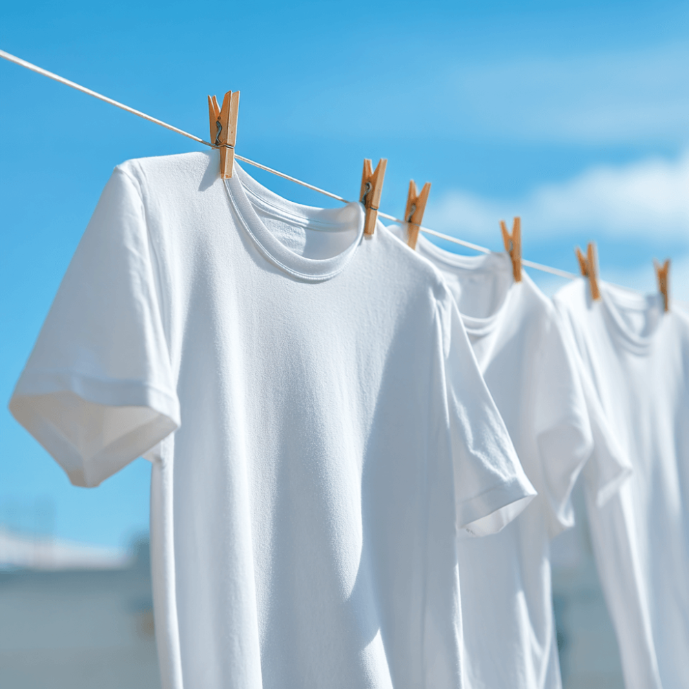 Witte T-shirts natuurlijk bleken in de zon