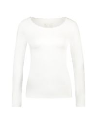 Thermo shirt lange mouw met kanten ronde hals kleur wolwit