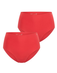 Voorkant van twee rode RJ Bodywear naadloze dames maxi shorts Tunis in set van 2