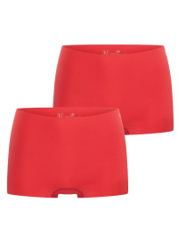 Voorkant van twee rode RJ Bodywear naadloze damesshorties Sfax in set van 2