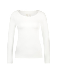 Thermo shirt lange mouw met kanten ronde hals kleur wolwit