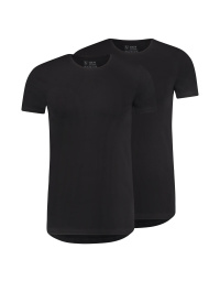 RJ Heren 2-Pack T-Shirt Katoen Ronde Hals Zwart