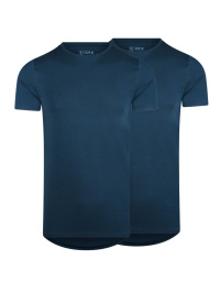 RJ Heren 2-Pack T-Shirt Tencel Ronde Hals Navy