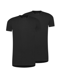 RJ Heren 2-Pack T-Shirt Katoen Ronde Hals Zwart