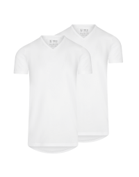 RJ Heren 2-Pack T-Shirt Katoen V-Hals Wit