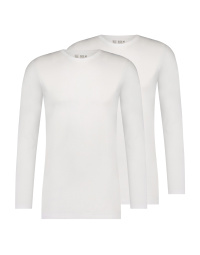 RJ Heren 2-Pack Longsleeve Katoen Ronde Hals Wit