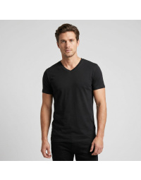 RJ Pure Color Cahors Heren T-Shirt V-Neck Black