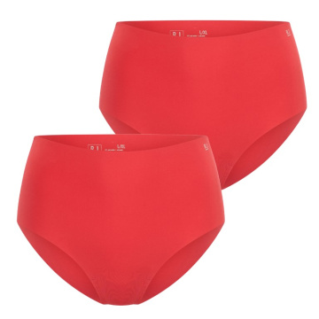 Voorkant van twee rode RJ Bodywear naadloze dames maxi shorts Tunis in set van 2

