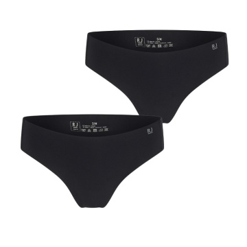 Voorkant van twee zwarte RJ Bodywear naadloze damesstrings Sousse in set van 2

