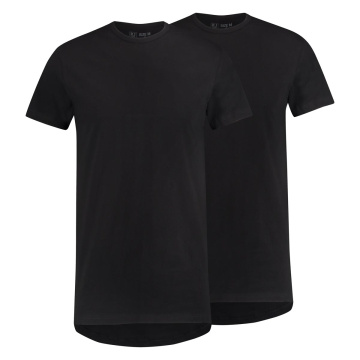 RJ Heren 2-Pack T-Shirt Katoen Ronde Hals Zwart