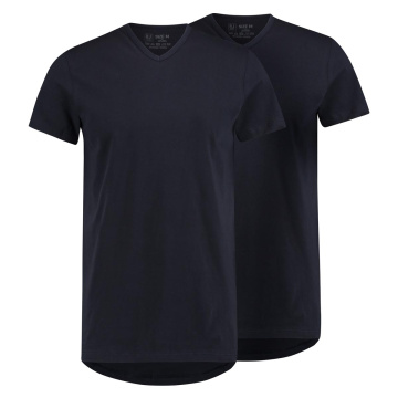 RJ Heren 2-Pack T-Shirt Katoen V-Hals Navy