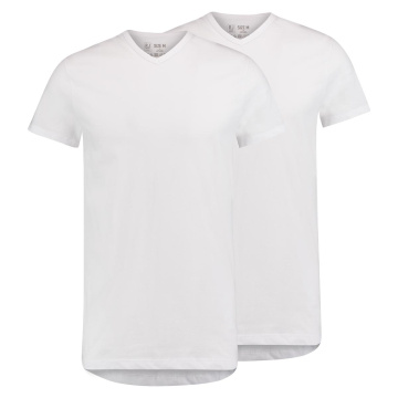 RJ Heren 2-Pack T-Shirt Katoen V-Hals Wit