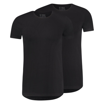 RJ Heren 2-Pack T-Shirt Katoen Ronde Hals Zwart