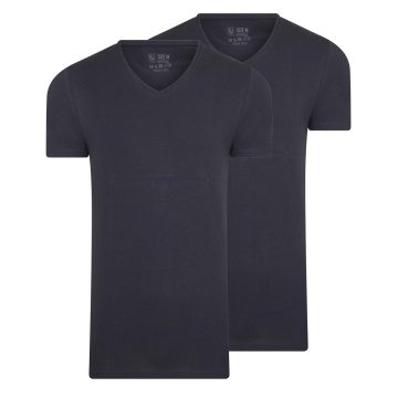 RJ Heren 2-Pack T-Shirt Katoen V-Hals Navy