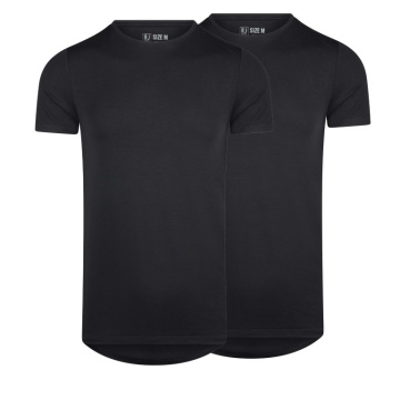 RJ Heren 2-Pack T-Shirt Tencel Ronde Hals Zwart