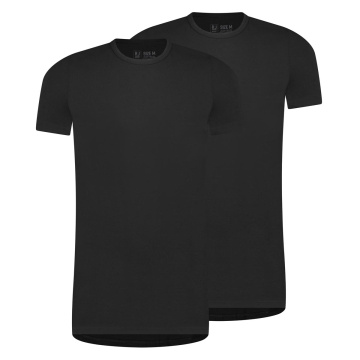 RJ Heren 2-Pack T-Shirt Katoen Ronde Hals Zwart