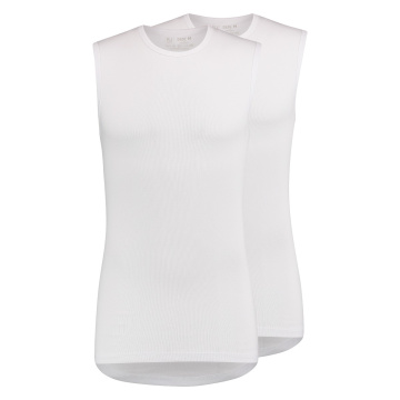 RJ Heren 2-Pack Mouwloos Shirt Ronde Hals Wit 