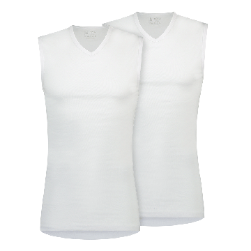 RJ Heren 2-Pack Mouwloos Shirt V-Hals Wit 