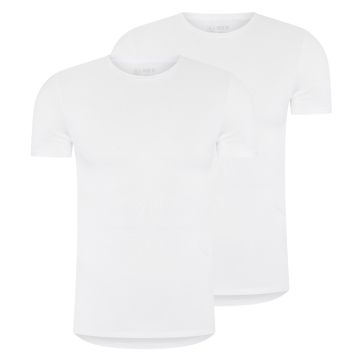 RJ Heren 2-Pack T-Shirt Tencel Ronde Hals Wit