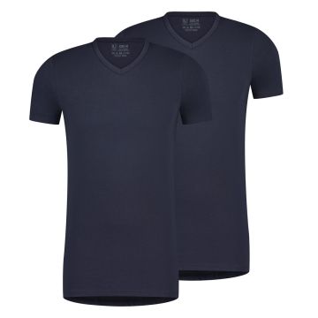 RJ Heren 2-Pack T-Shirt Katoen V-Hals Navy
