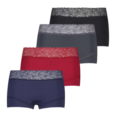 Bordeaux Dames Short Kant 4-Pack 'Winter'