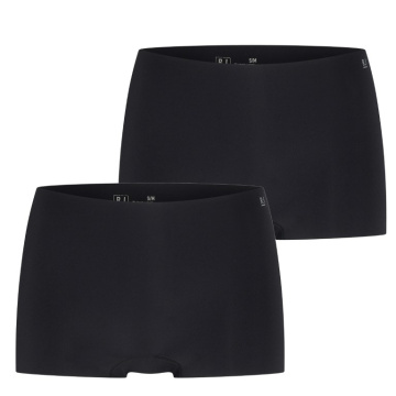 2-pack naadloos damesondergoed van RJ Bodywear in zwart, met een gladde afwerking en lage taille.