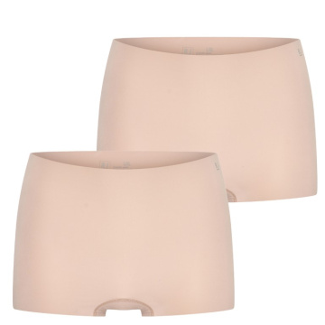 Voorkant van twee huidskleurige RJ Bodywear naadloze damesshorts Sfax in set van 2

