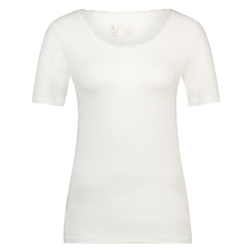 dames t-shirt kant wit ronde hals
