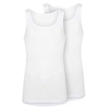 RJ Heren 2-Pack Singlet Katoen Wit 