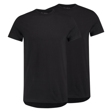 RJ Heren 2-Pack T-Shirt Katoen Ronde Hals Zwart