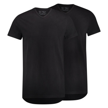 RJ Heren 2-Pack T-Shirt Katoen V-Hals Zwart