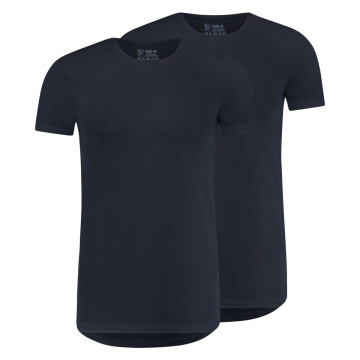RJ Heren 2-Pack T-Shirt Katoen Ronde Hals Navy