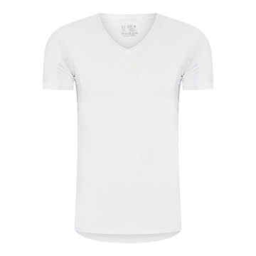 RJ Heren Anti-Zweet T-Shirt Tencel V-Hals Rugpand Wit
