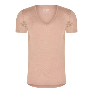 RJ Heren Anti-Zweet T-Shirt Tencel Diepe V-Hals Natural