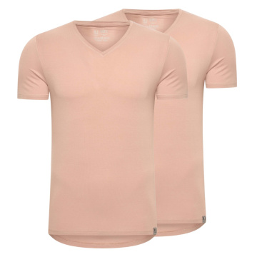 RJ Heren 2-Pack T-Shirt Tencel V-Hals Onzichtbaar Natural