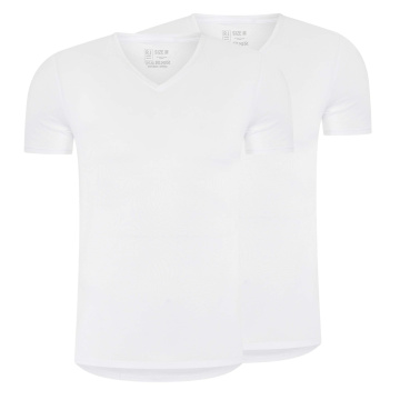 RJ Heren 2-Pack T-Shirt Tencel V-Hals Wit
