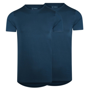 RJ Heren 2-Pack T-Shirt Tencel Ronde Hals Navy