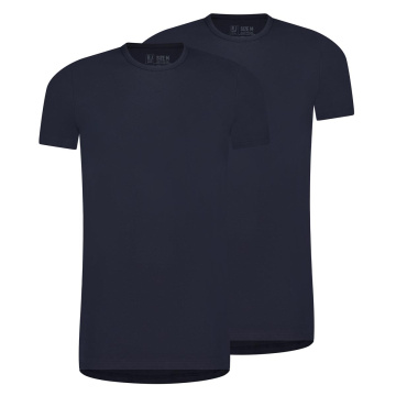 RJ Heren 2-Pack T-Shirt Katoen Ronde Hals Navy