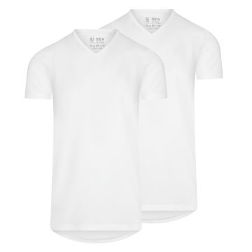 RJ Heren 2-Pack T-Shirt Katoen V-Hals Wit