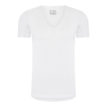 RJ Heren Anti-Zweet T-Shirt Katoen Diepe V-Hals Wit