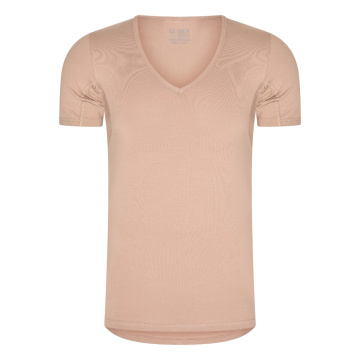 RJ Heren Anti-Zweet T-Shirt Katoen Diepe V-Hals Natural