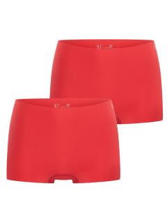 Voorkant van twee rode RJ Bodywear naadloze damesshorties Sfax in set van 2

