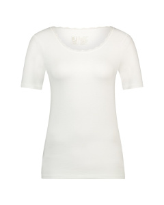 dames t-shirt kant wit ronde hals