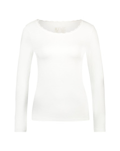 Thermo shirt lange mouw met kanten ronde hals kleur wolwit