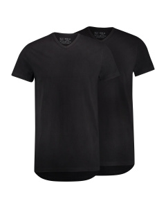 RJ Heren 2-Pack T-Shirt Katoen V-Hals Zwart