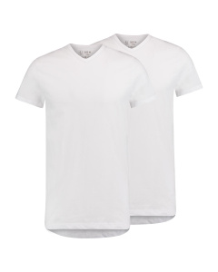 RJ Heren 2-Pack T-Shirt Katoen V-Hals Wit