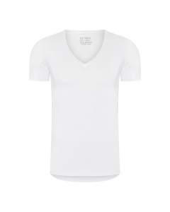 RJ Heren Anti-Zweet T-Shirt Tencel Diepe V-Hals Wit