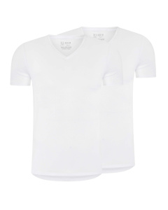 RJ Heren 2-Pack T-Shirt Tencel V-Hals Wit