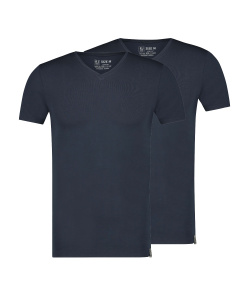 RJ Heren 2-Pack T-Shirt Tencel V-Hals Navy