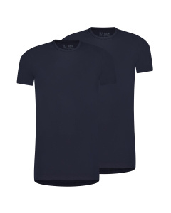RJ Heren 2-Pack T-Shirt Katoen Ronde Hals Navy